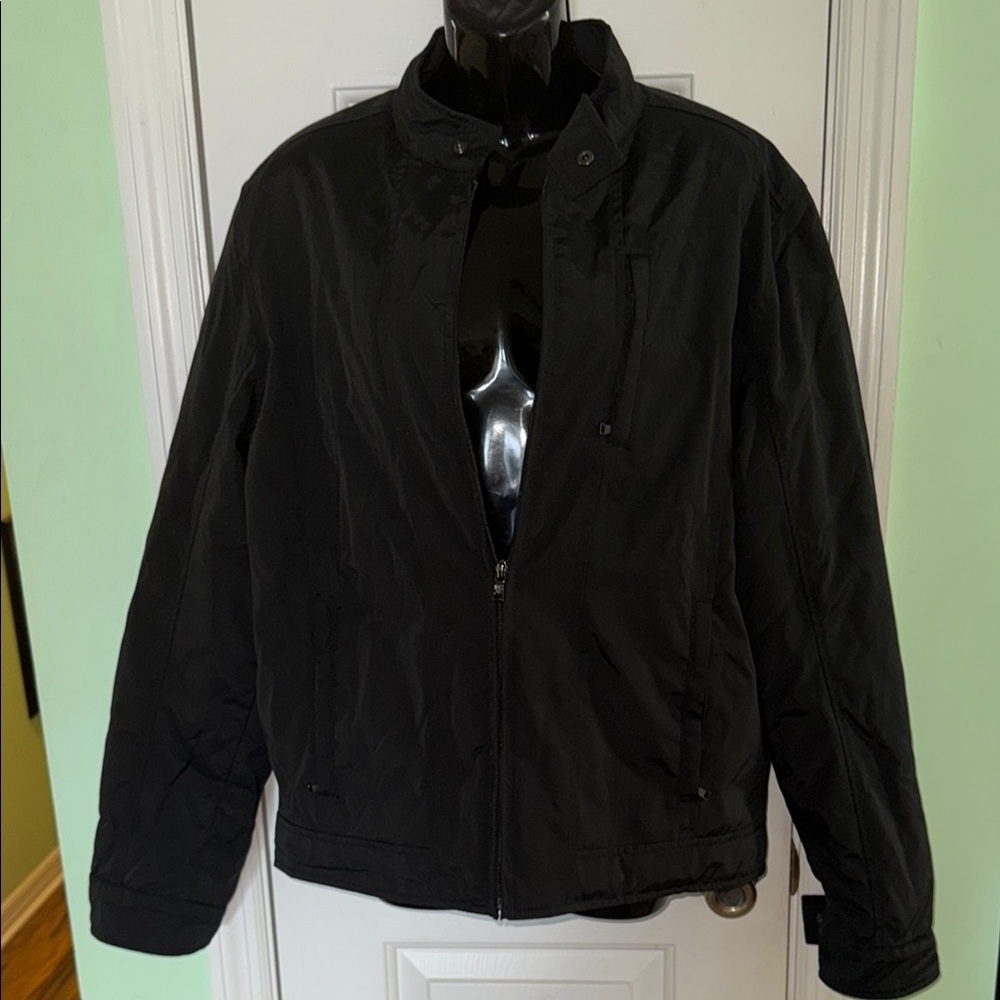 Calvin Klein Black SoftShell Nylon Cotton Water/Wind  Resistant Jacket Size L